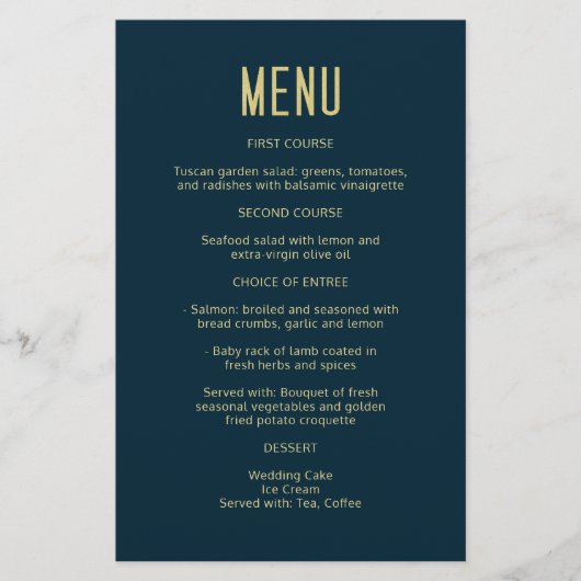 Eenvoudig, modern, diep blauw, elegant huwelijksme (Voorkant)