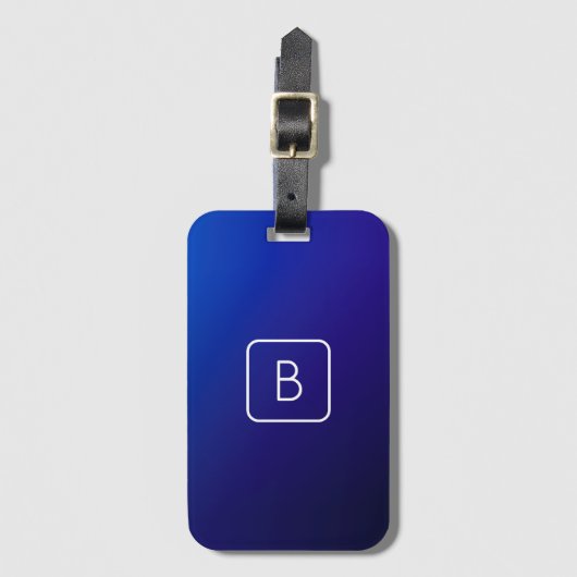 Eenvoudig Modern Donkerblauw Ombre Gradient & Mono Bagagelabel (Voorkant (verticaal))