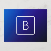 Eenvoudig Modern Donkerblauw Ombre Gradient & Mono Briefkaart (Voorkant)