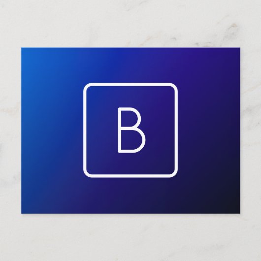 Eenvoudig Modern Donkerblauw Ombre Gradient & Mono Briefkaart (Voorkant)