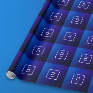 Eenvoudig Modern Donkerblauw Ombre Gradient & Mono Cadeaupapier