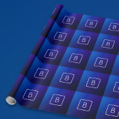 Eenvoudig Modern Donkerblauw Ombre Gradient & Mono Cadeaupapier