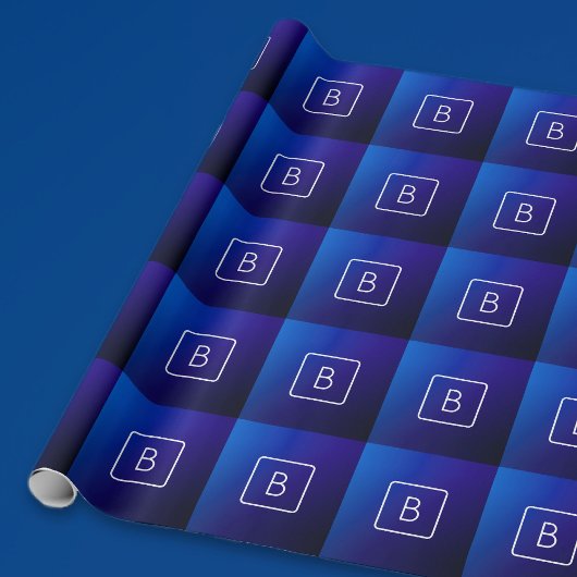 Eenvoudig Modern Donkerblauw Ombre Gradient & Mono Cadeaupapier