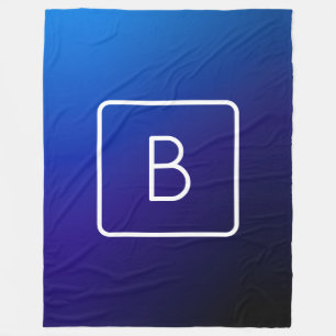 Eenvoudig Modern Donkerblauw Ombre Gradient & Mono Fleece Deken