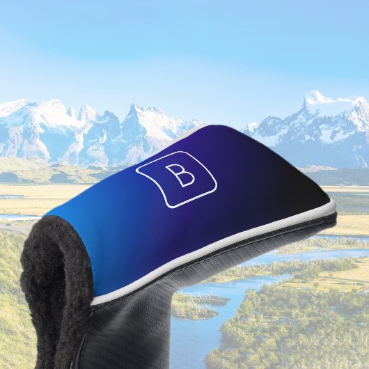 Eenvoudig Modern Donkerblauw Ombre Gradient & Mono Golfheadcover