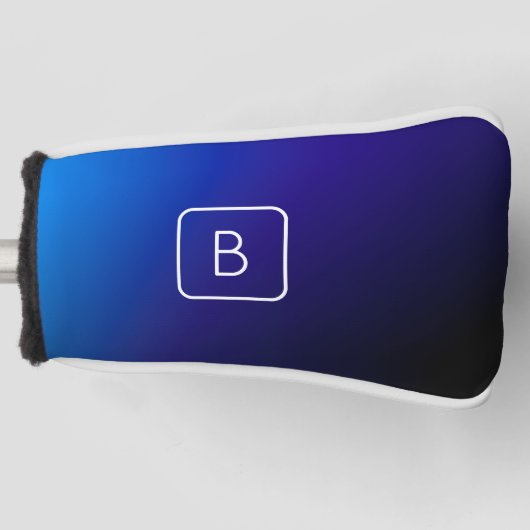 Eenvoudig Modern Donkerblauw Ombre Gradient & Mono Golfheadcover (Voorkant)