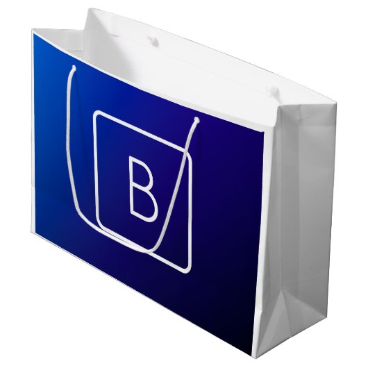 Eenvoudig Modern Donkerblauw Ombre Gradient & Mono Groot Cadeauzakje (Voorkant Gekanteld)