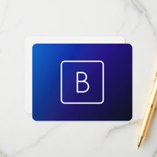 Eenvoudig Modern Donkerblauw Ombre Gradient & Mono Informatiekaartje