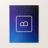 Eenvoudig Modern Donkerblauw Ombre Gradient & Mono Legpuzzel (Verticaal)