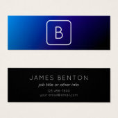 Eenvoudig Modern Donkerblauw Ombre Gradient & Mono Mini Visitekaartjes (Voorkant /achterkant)