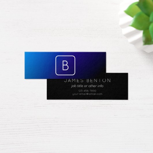 Eenvoudig Modern Donkerblauw Ombre Gradient & Mono Mini Visitekaartjes (Bureau)