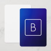 Eenvoudig Modern Donkerblauw Ombre Gradient & Mono Notitiekaartje (Voorkant / Achterkant)