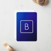 Eenvoudig Modern Donkerblauw Ombre Gradient & Mono Notitiekaartje (Voorkant / Achterkant in situ)