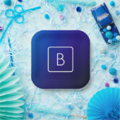 Eenvoudig Modern Donkerblauw Ombre Gradient & Mono Papieren Bordje (Feest)