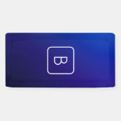 Eenvoudig Modern Donkerblauw Ombre Gradient & Mono Spandoek (Horizontaal)