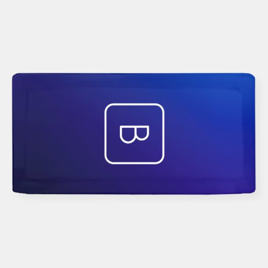 Eenvoudig Modern Donkerblauw Ombre Gradient & Mono Spandoek (Horizontaal)