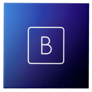 Eenvoudig Modern Donkerblauw Ombre Gradient & Mono Tegeltje