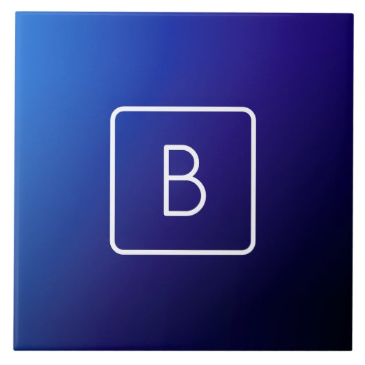 Eenvoudig Modern Donkerblauw Ombre Gradient & Mono Tegeltje (Voorkant)