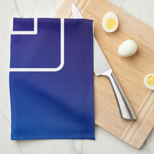 Eenvoudig Modern Donkerblauw Ombre Gradient & Mono Theedoek (Quarter Fold)