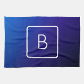 Eenvoudig Modern Donkerblauw Ombre Gradient & Mono Theedoek (Horizontaal)