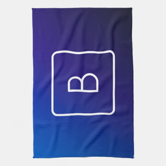 Eenvoudig Modern Donkerblauw Ombre Gradient & Mono Theedoek (Verticaal)