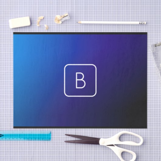 Eenvoudig Modern Donkerblauw Ombre Gradient & Mono Tissuepapier (Craft)