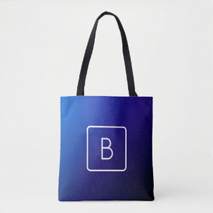 Eenvoudig Modern Donkerblauw Ombre Gradient & Mono Tote Bag