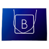 Eenvoudig modern donkerblauw ombre-verloop en mono groot cadeauzakje (Voorkant)