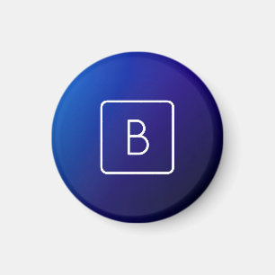 Eenvoudig modern donkerblauw ombre-verloop en mono magneet