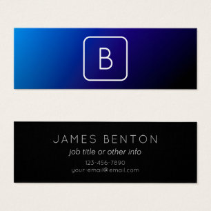 Eenvoudig modern donkerblauw ombre-verloop en mono mini visitekaartjes