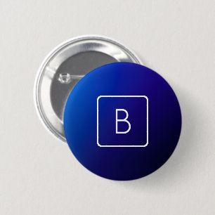 Eenvoudig modern donkerblauw ombre-verloop en mono ronde button 5,7 cm