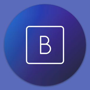 Eenvoudig modern donkerblauw ombre-verloop en mono ronde sticker