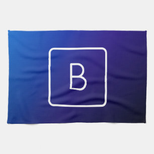 Eenvoudig modern donkerblauw ombre-verloop en mono theedoek