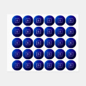 Eenvoudig modern donkerblauw ombre-verloop & monog labels (Vel)