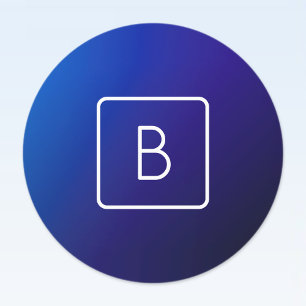 Eenvoudig modern donkerblauw ombre-verloop & monog labels