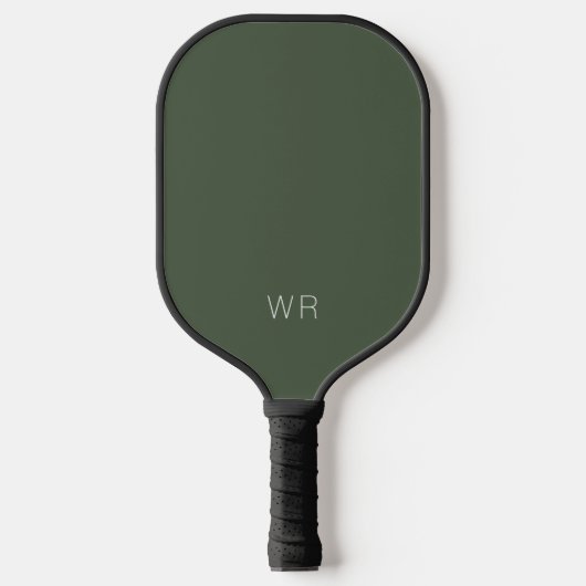 Eenvoudig Modern Donkergroen Basic Monogram Initia Pickleball Paddle (Voorkant)