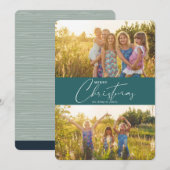 Eenvoudig modern, donkergroen kerstscript feestdagenkaart (Voorkant / Achterkant)