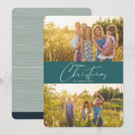 Eenvoudig modern, donkergroen kerstscript feestdagenkaart