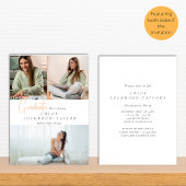 Eenvoudig modern drie foto perzik afstuderen kaart