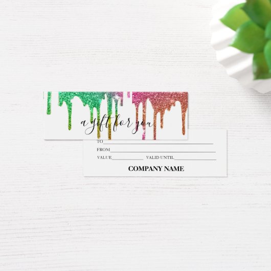 Eenvoudig Modern Druppelend Zakelijk Gift Certific Mini Visitekaartjes (Bureau)
