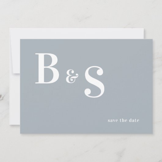 Eenvoudig modern dun blauw monogram QR sparen de D Save The Date (Voorkant)