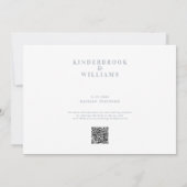 Eenvoudig modern dun blauw monogram QR sparen de D Save The Date (Achterkant)