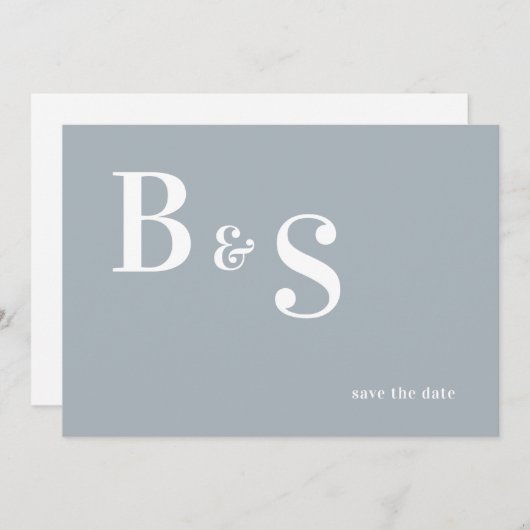 Eenvoudig modern dun blauw monogram QR sparen de D Save The Date (Voorkant / Achterkant)