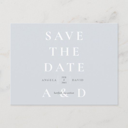 Eenvoudig modern dun blauw monogram sparen de Datu Briefkaart (Voorkant)