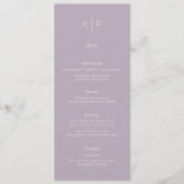 Eenvoudig Modern Dusty Lila Bruiloft Menu Kaart (Voorkant)