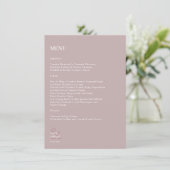Eenvoudig modern Dusty Roos Witte bruiloft Menu (Staand voorkant)