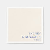 Eenvoudig modern Ecru Blue Minimal Custom Wedding Servet (Voorkant)