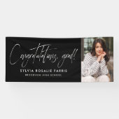 Eenvoudig modern één foto zwart afstuderen spandoek (Horizontaal)