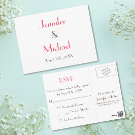 Eenvoudig Modern Eenvoudige Witte Huwelijksreactie Briefkaart
