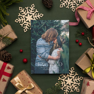 Eenvoudig Modern Eerlijk Verloofd Foto Kerstmis Notitiekaartje